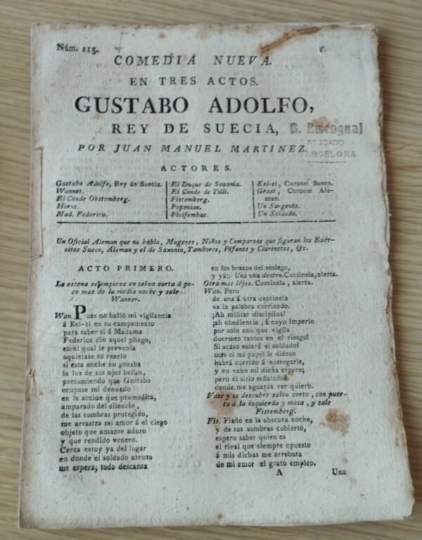 Pliego de cordel – Gustabo Adolfo Rey de Suecia – S. XVIII – Intonso