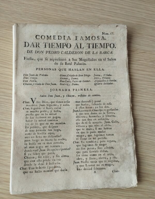 Pliego de cordel – Dar tiempo al tiempo – S. XVIII – Intonso – Calderon de la Barca