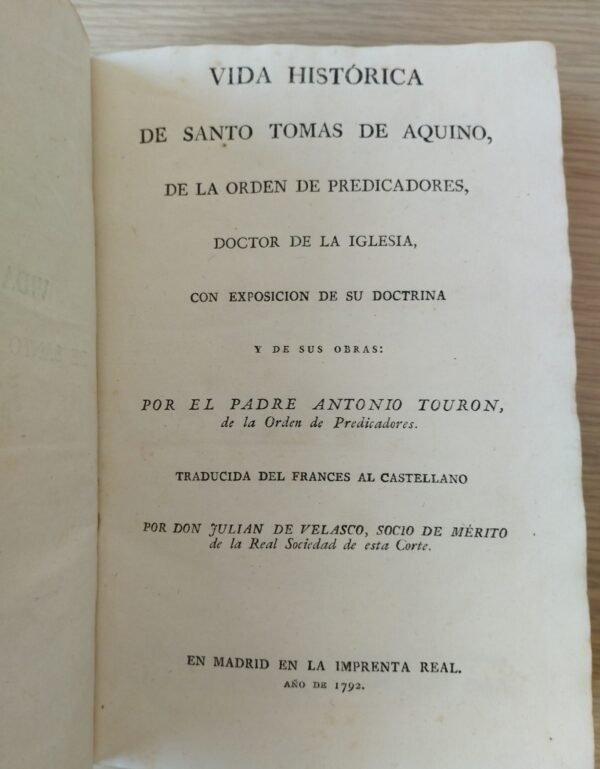 Vida histórica de Santo Tomás de Aquino – Tomos I y II – 1792/1795