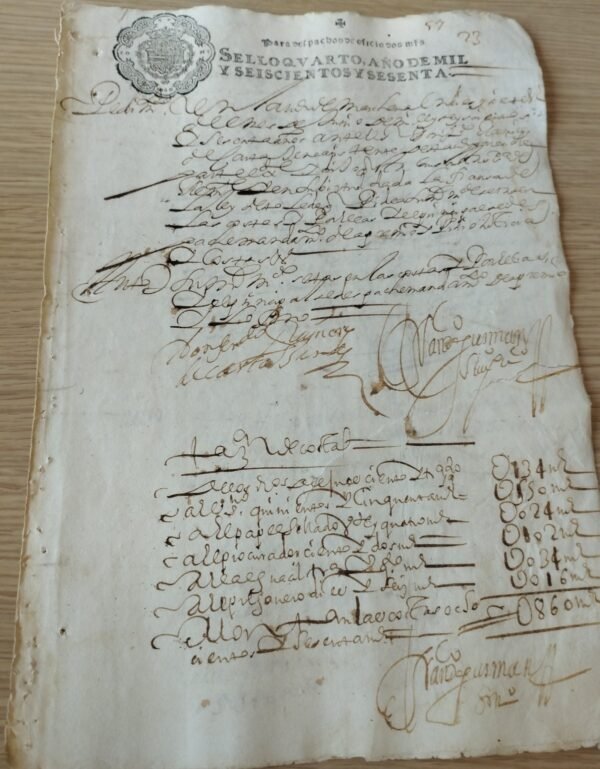 Timbrología – 2 Sellos Qvarto – 1660 – 2 Maravedís – Despacho oficio