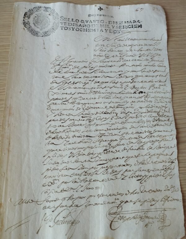 Timbrología – Sello Qvarto – 1682 – 10 Maravedís