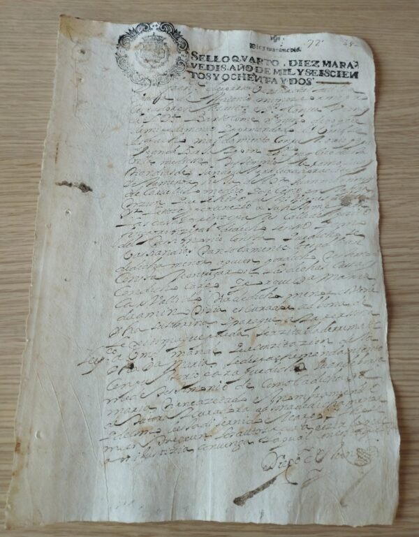 Timbrología – Sello Qvarto – 1682 – 10 Maravedís
