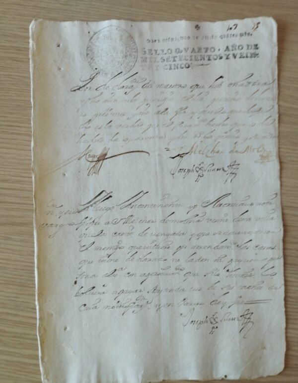 Timbrología – Sello Qvarto – 1725 – 4 Maravedís – Felipe V – Oficios