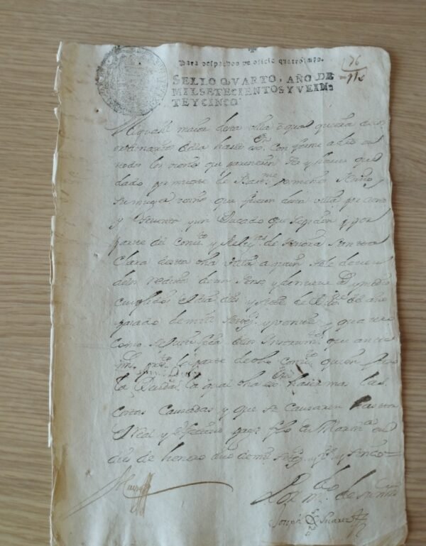 Timbrología – Sello Qvarto – 1725 – 4 Maravedís – Felipe V – Oficios