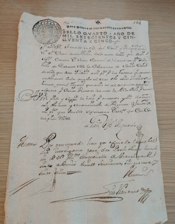 Timbrología – Sello Qvarto – 1755 – 4 Maravedís – Ferninandus VI – Pobres