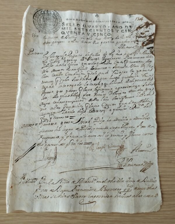 Timbrología – Sello Qvarto – 1755 – 4 Maravedís – Ferninandus VI – Pobres