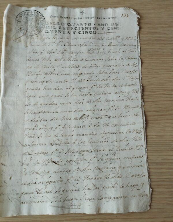 Timbrología – 2 Sellos Qvarto – 1755 – 4 Maravedís – Ferninandus VI – Pobres