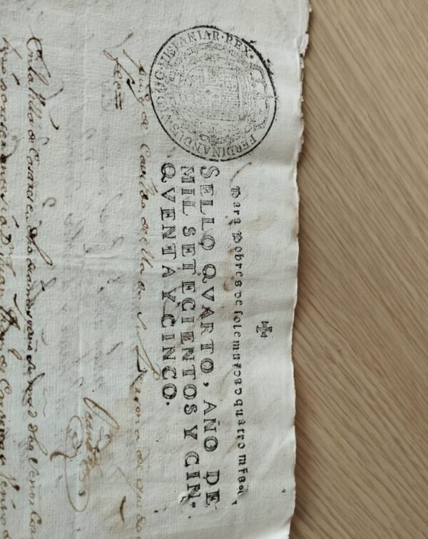 Timbrología – 2 Sellos Qvarto – 1755 – 4 Maravedís – Ferninandus VI – Pobres