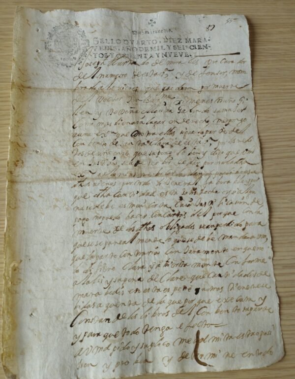 Timbrología – Sello Qvarto – 1689 – 10 Maravedís
