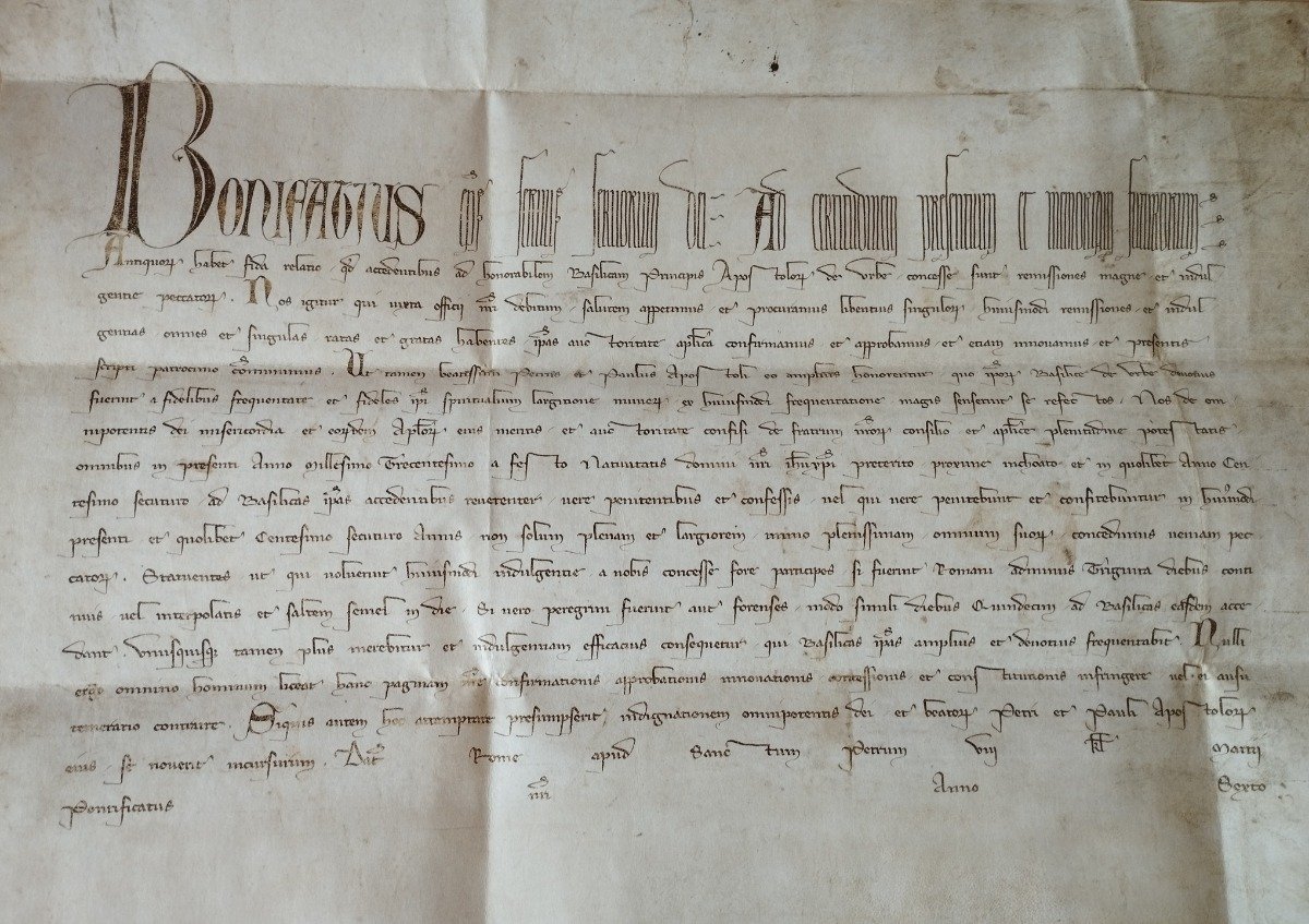 Bula ”Antiquorum habet fida relatio” – Bonifacio VIII – 22 febrero 1300 – Facsimil
