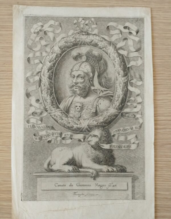 Grabado ”Ildobaldus Westgothorum princeps italorum rex”