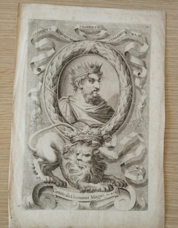 Grabado ”Araricvs Rvgorvm Princeps Italorum Rex”
